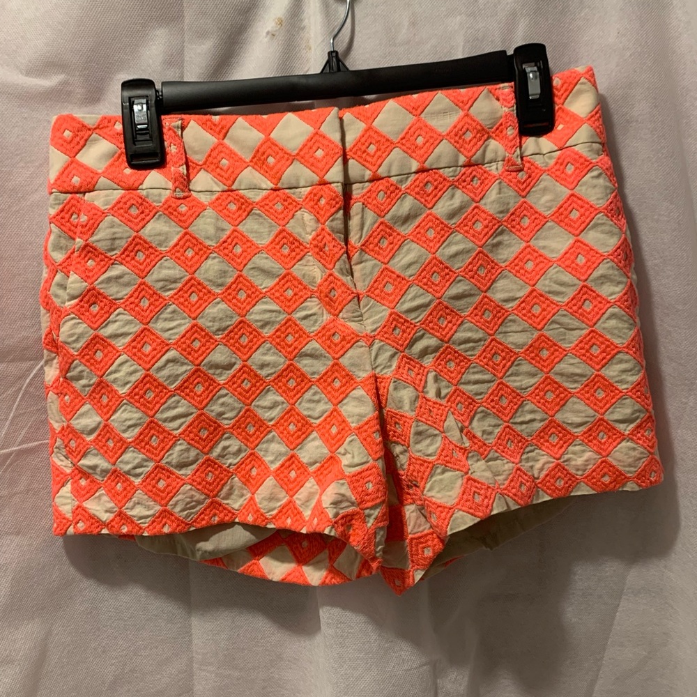 ANN TAYLOR LOFT THE RIVIERA SHORT ORANGE EMBROIDERED TRIANGLE 2